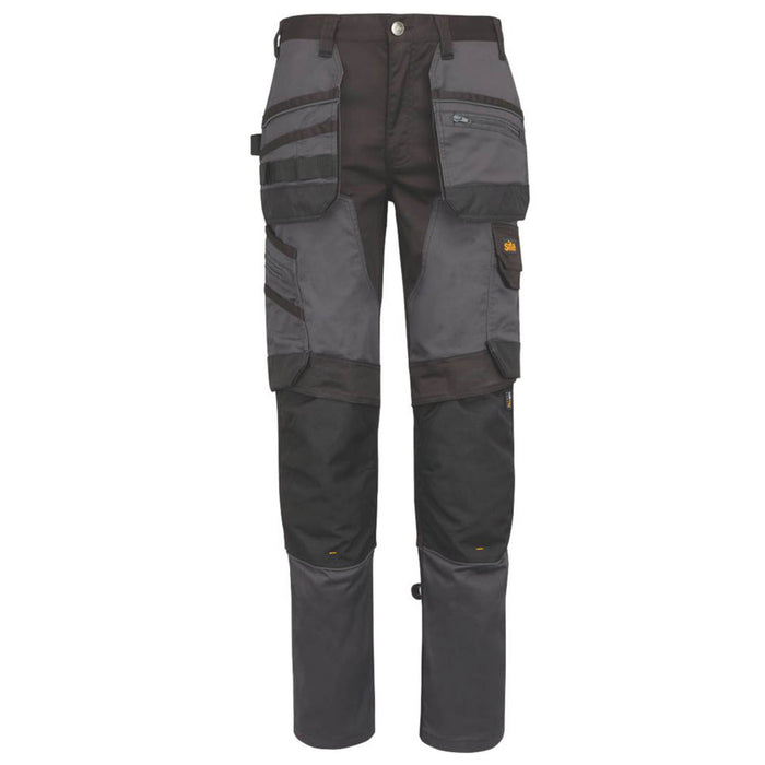 Site Work Trousers Mens Slim Fit Grey Black Stretch Holster Pocket 36"W 32"L - Image 2