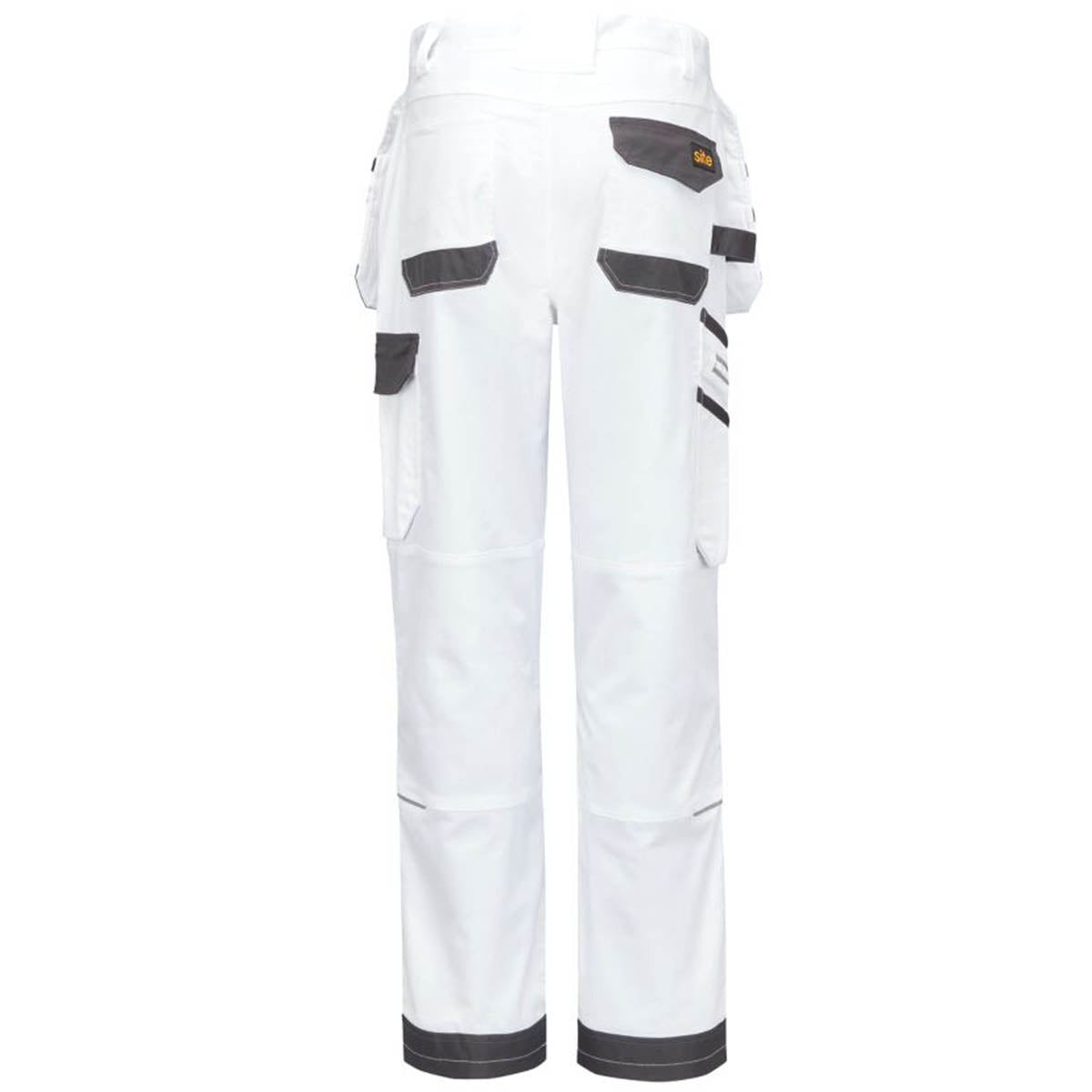Site Work Trousers Mens Regular Fit White Grey Stretch Multi Pockets 40"W 32"L - Image 3