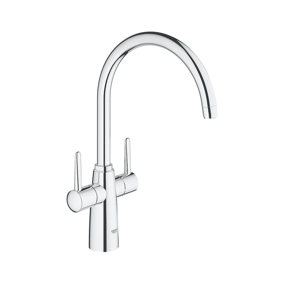 Grohe Kitchen Tap Mono Mixer Chrome Double Lever Swivel Spout Modern Faucet - Image 1