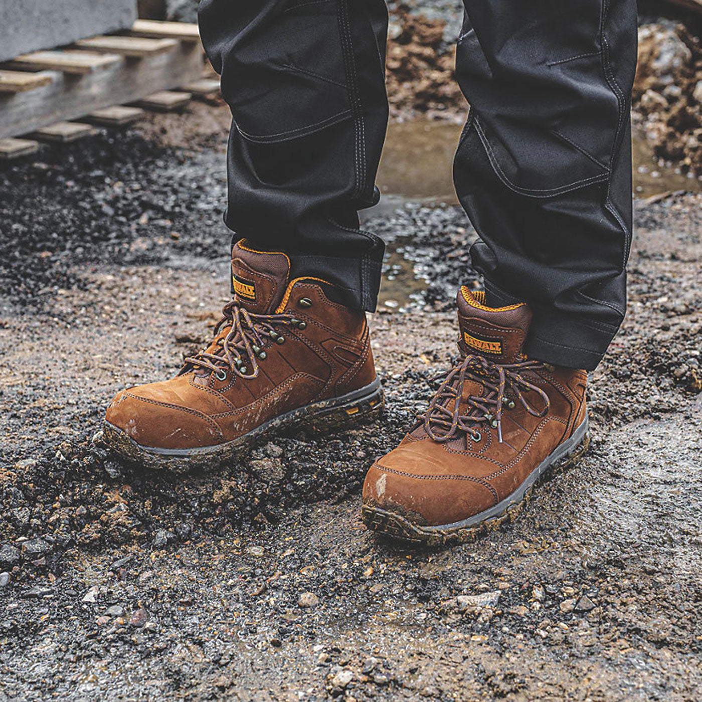 DeWalt Safety Boots Mens Wide Fit Brown Leather Work Shoes Aluminium Toe Size 9 - Image 6