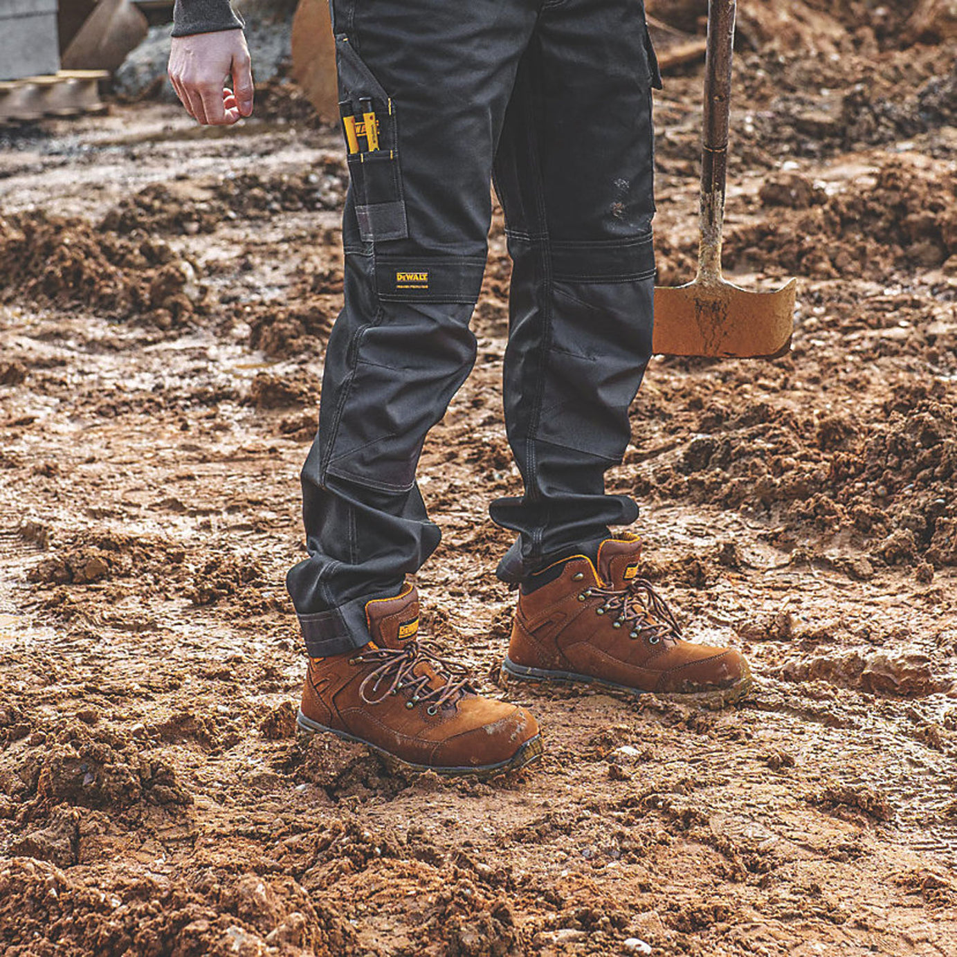 DeWalt Safety Boots Mens Wide Fit Brown Leather Work Shoes Aluminium Toe Size 9 - Image 8