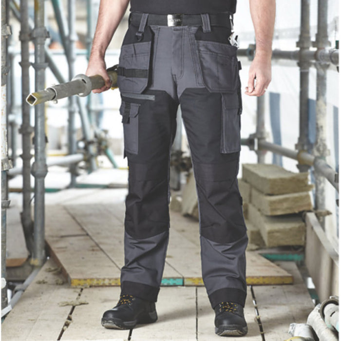 Dewalt Mens Work Safety Trousers Pro Expert Regular Fit Black Grey W30 L31 - Image 1