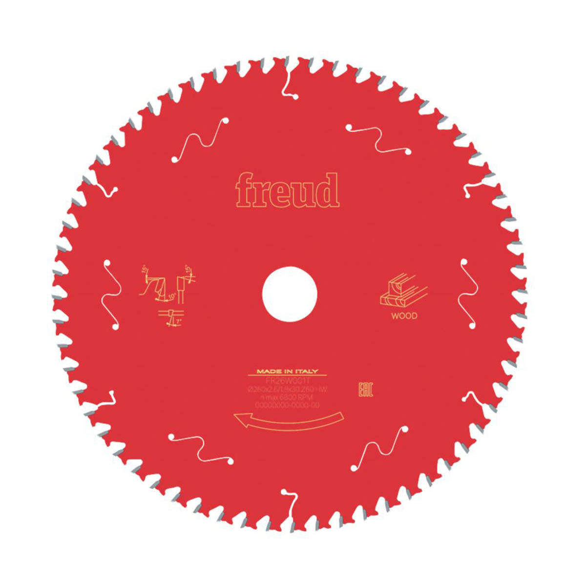 Circular Saw Blade Wood Durable Clean Cross Cut Low Kickback 260 x 30mm 60T - Image 1