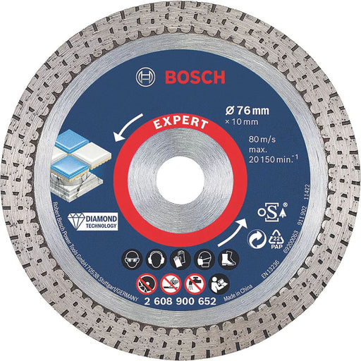 Bosch Diamond Cutting Disc Expert For Angle Grinders Hard Tile Stone 76x10mm - Image 1