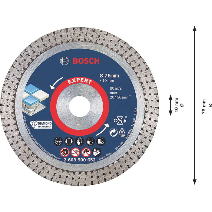 Bosch Diamond Cutting Disc Expert For Angle Grinders Hard Tile Stone 76x10mm - Image 5