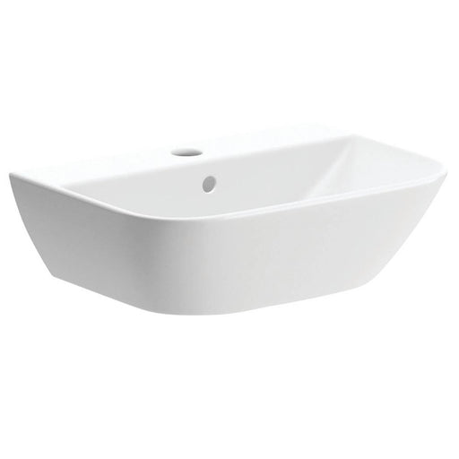 Basin Sink White Ceramic D-Shaped Wall Hung Bathroom Cloakroom En-suite 450mm - Image 1