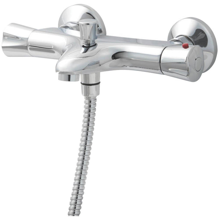 Bath Shower Mixer Tap Chrome Thermostatic 1/4 Turn Brass Contemporary Design - Image 2