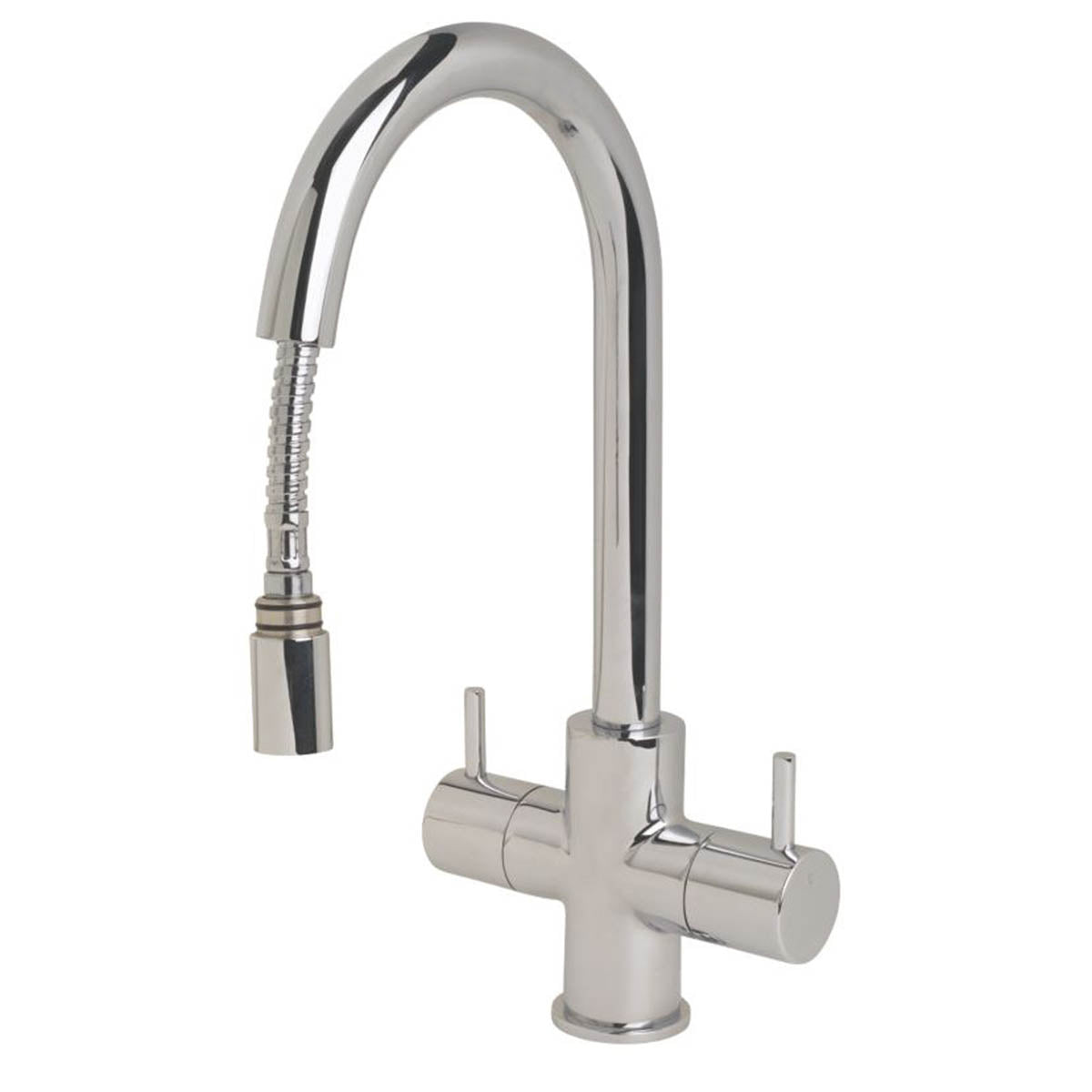 Swirl Kitchen Tap Mono Mixer Pull Out Fresco Brass Chrome Sink Deck Mounted - Image 1
