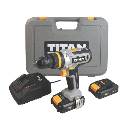Titan Drill Driver Electric TTI886DRS LED 2.0Ah Li-Ion Charger Soft-Grip 18V - Image 1