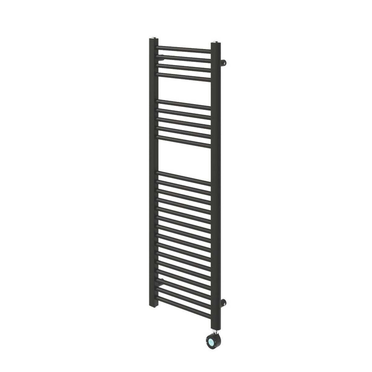 Flomasta Electric Towel Radiator Black Flat 1200mm x 400mm 1364BTU - Image 1