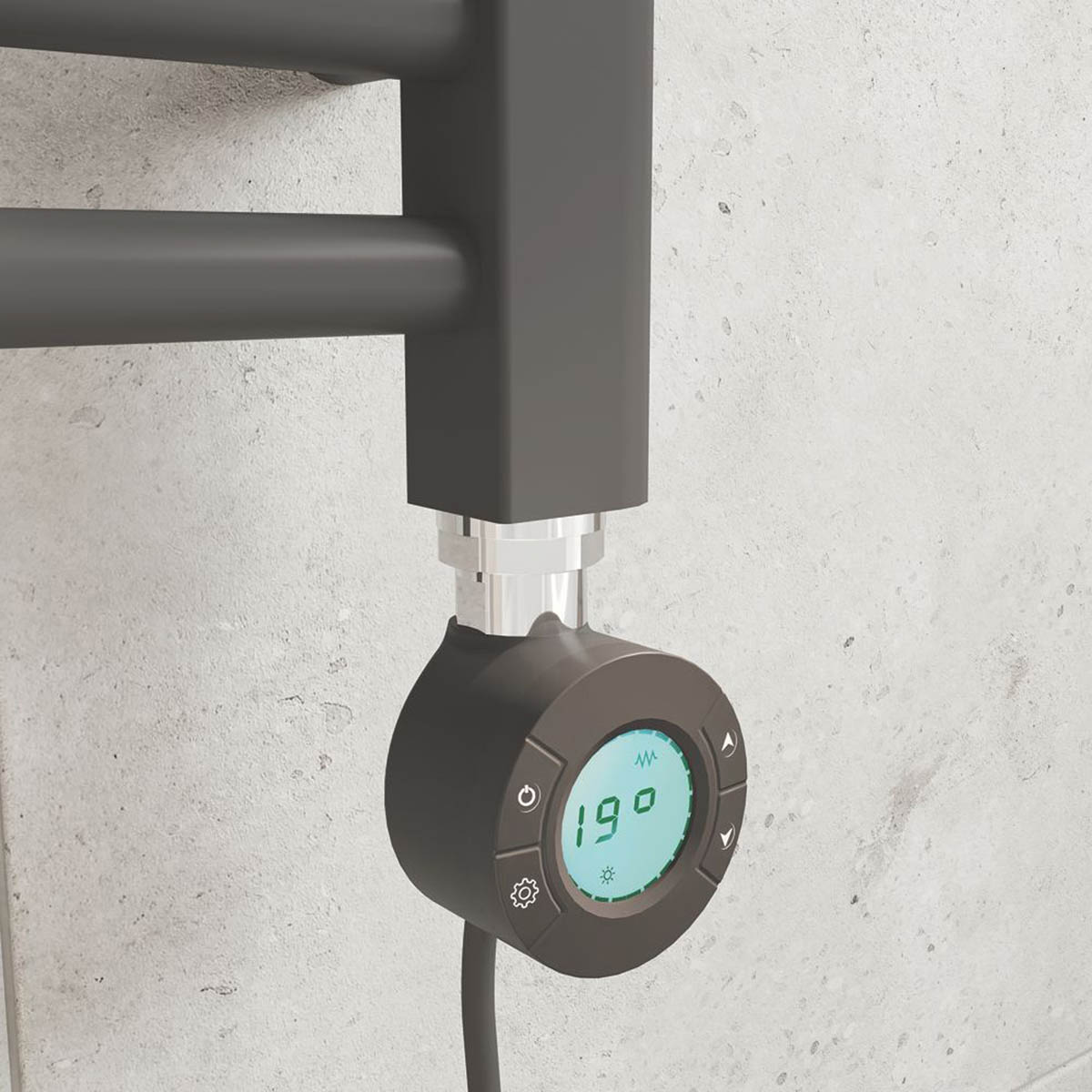 Flomasta Electric Towel Rail Radiator Black Flat Bathroom Warmer (H)120x(W)40cm - Image 3