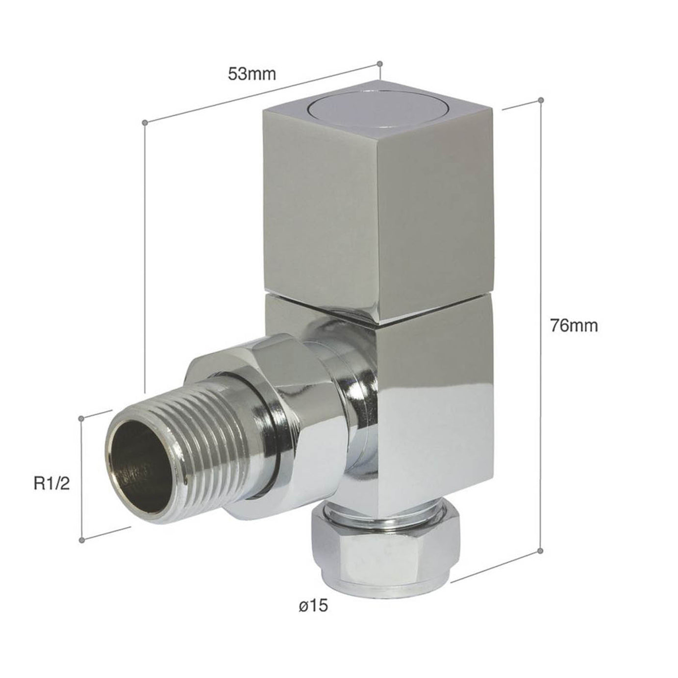 Towelrads Designer Radiator Valve And Lockshield Angled Chrome 15mm x 1/2" - Image 2