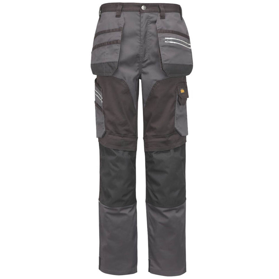 Site Work Trousers Mens Regular Fit Grey Black Stretch Multi Pockets 32"W 30"L - Image 1