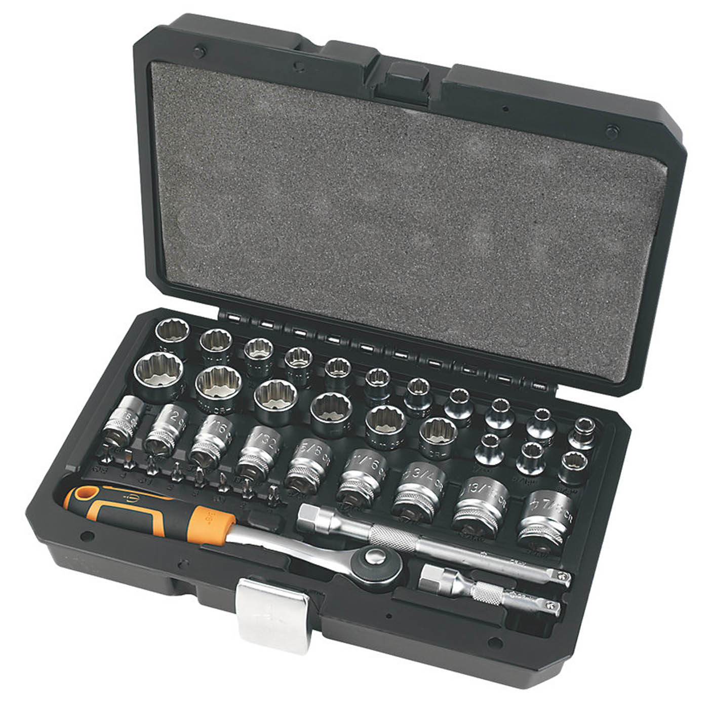 Magnusson 3/8" Drive Socket Set Ratchet Mixed Standard Soft-Grip Carry Case - Image 1