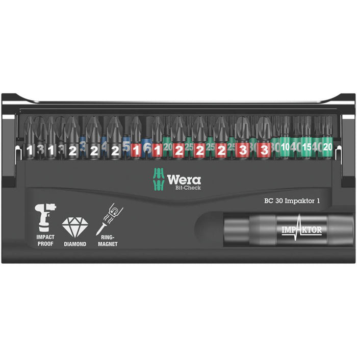 Wera Bit-Check 1/4" Hex Shank Mixed Impaktor TriTorsion Screwdriver Bit Set 30 Pieces - Image 3