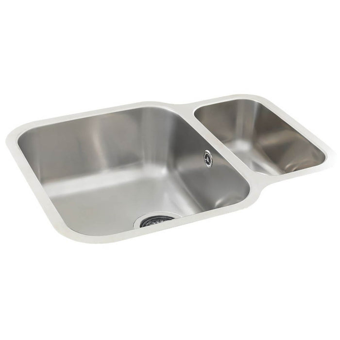 Kitchen Sink 1.5 Bowl Brushed Stainless Steel Waste Rectangular Reversible - Image 2