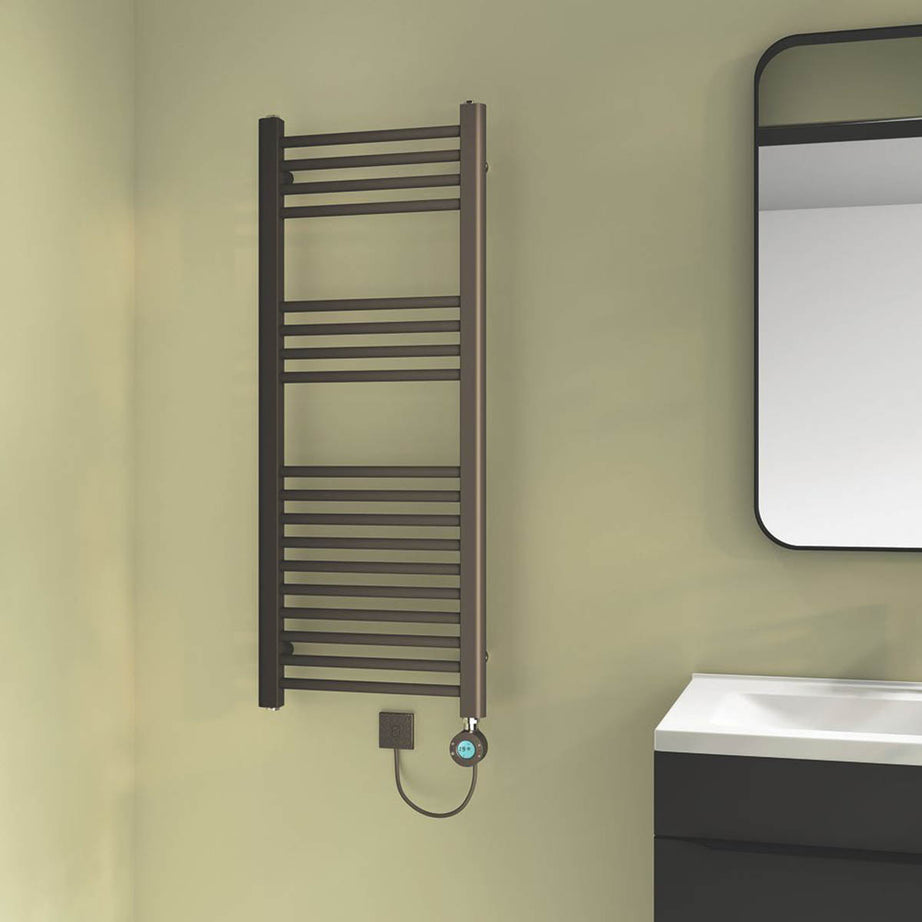 Flomasta Towel Radiator Electric Black Flat Ladder Warmer 1000mm x 400mm 853BTU - Image 2