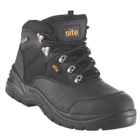 Site Safety Boots Mens Wide Fit Black Leather Waterproof Steel Toe Size 12 - Image 1