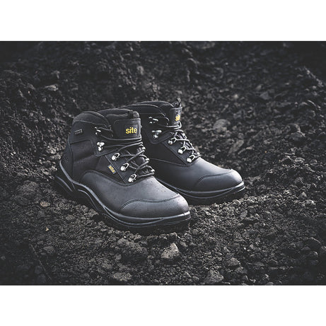 Site Safety Boots Mens Wide Fit Black Leather Waterproof Steel Toe Size 12 - Image 2