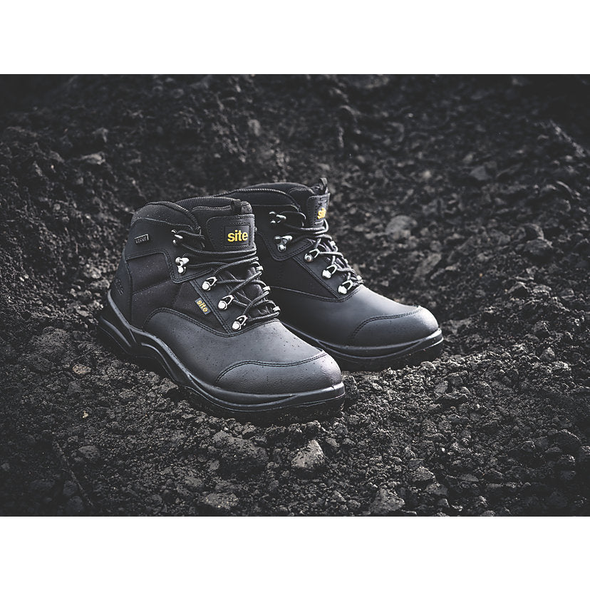 Site Safety Boots Mens Wide Fit Black Leather Waterproof Steel Toe Size 12 - Image 2
