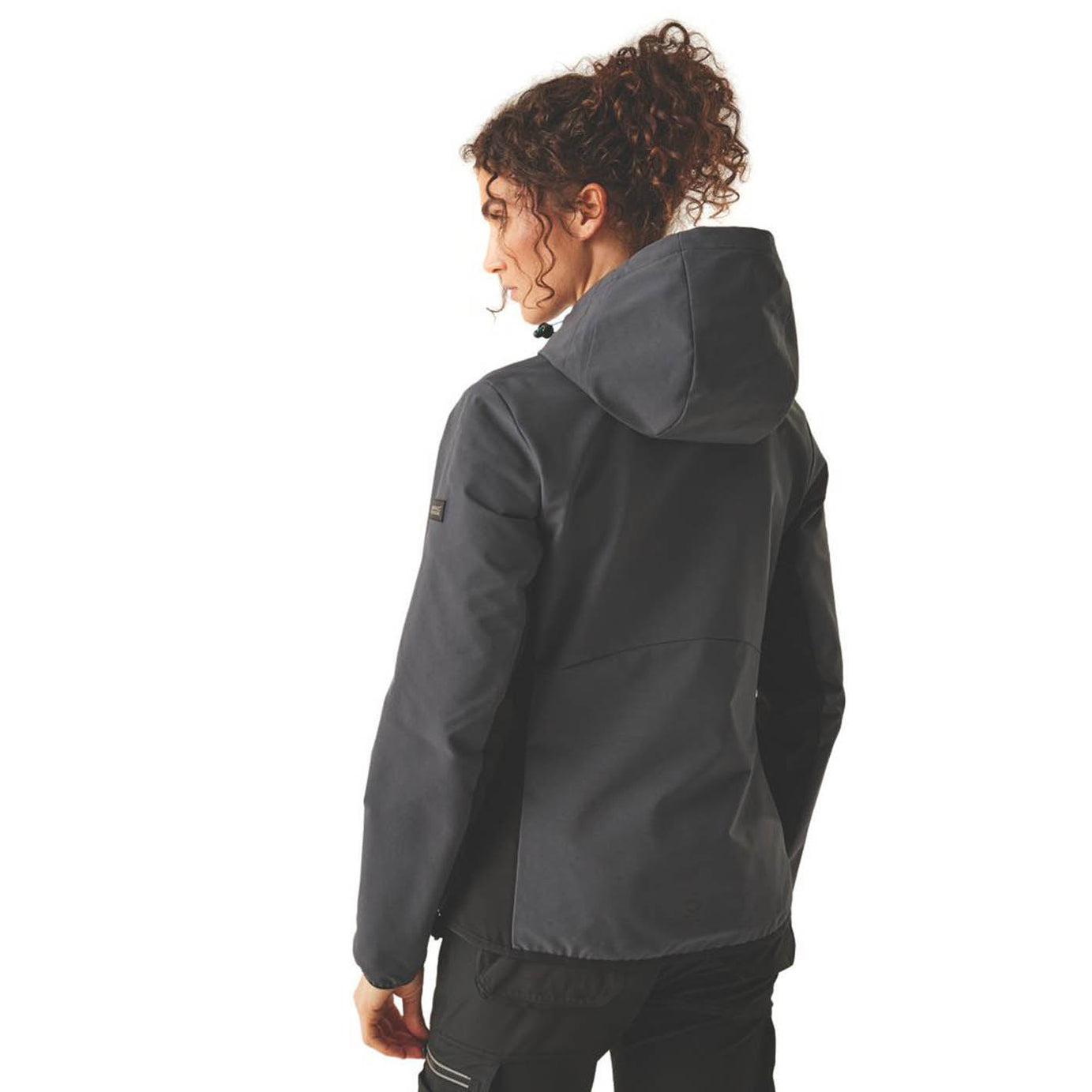 Regatta Work Jacket Womens Stretch Softshell Grey Breathable Hooded Coat Size 12 - Image 4