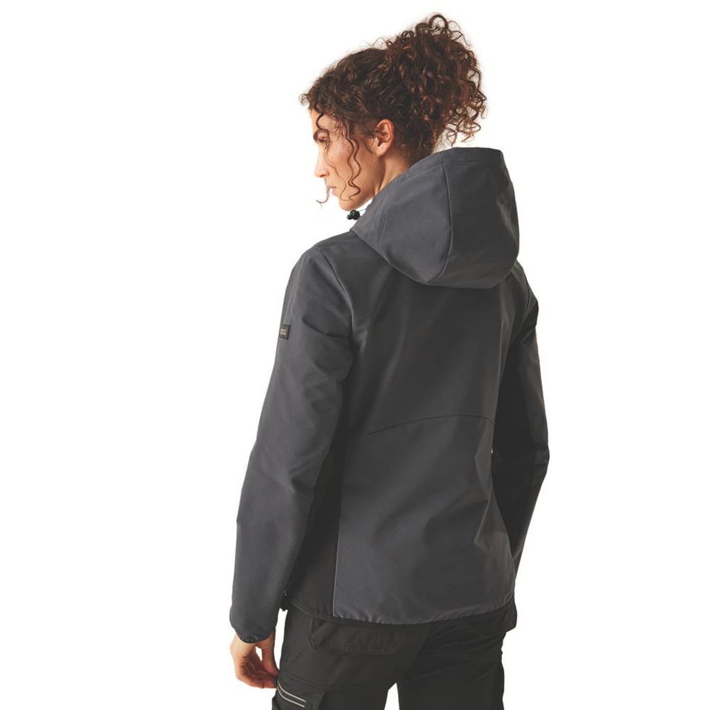 Regatta Work Jacket Womens Stretch Softshell Grey Breathable Hooded Coat Size 12 - Image 4