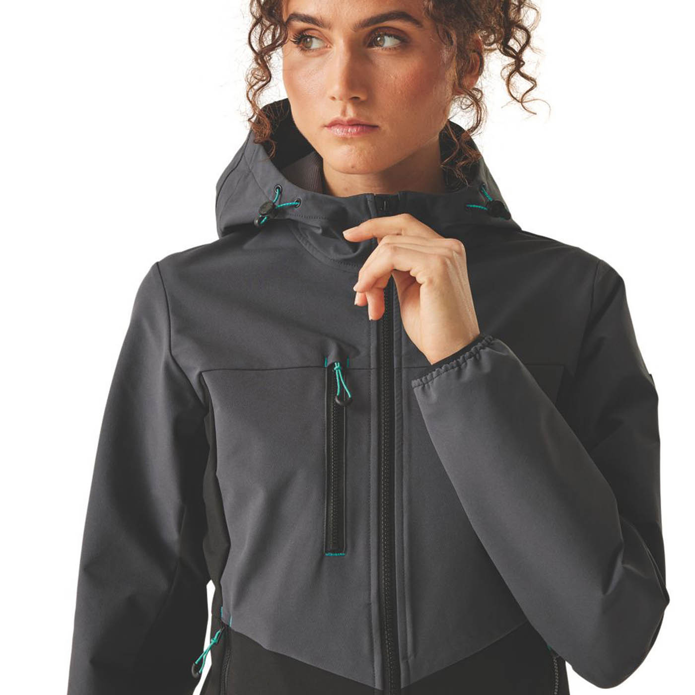 Regatta Work Jacket Womens Stretch Softshell Grey Breathable Hooded Coat Size 12 - Image 5