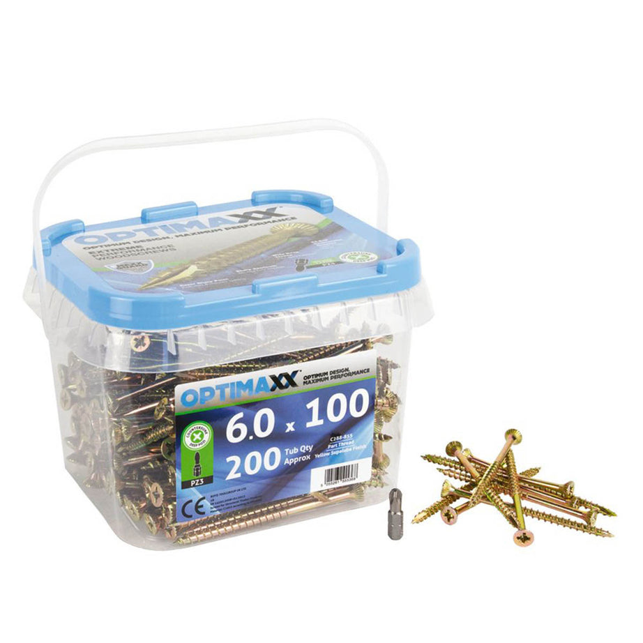 Optimaxx  PZ Countersunk Wood Screws 6 x 100mm 200 Pack - Image 1