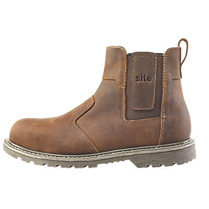Site Safety Dealer Boots Mens Wide Fit Brown Leather Work Shoes Steel Toe Size 9 - Image 3