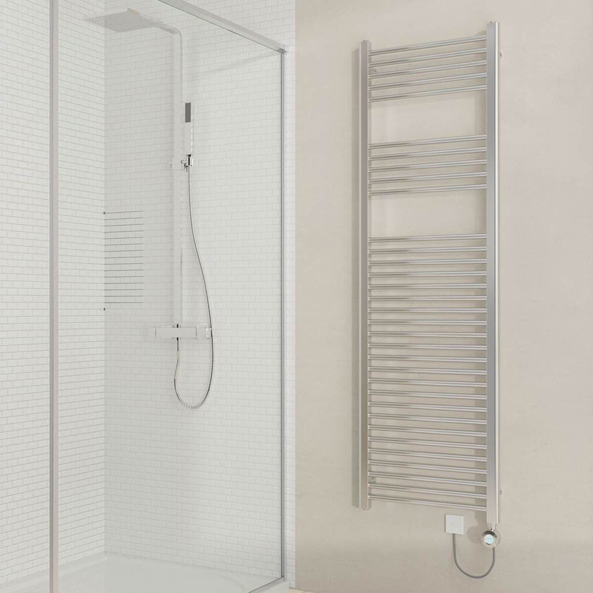 Flomasta Electric Towel Rail Radiator Chrome Flat Bathroom Warmer (H)160x(W)50cm - Image 2