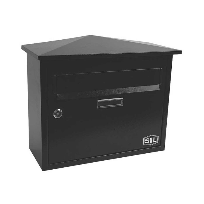 Post Box Black Lockable 2 Keys Outdoor Heavy Duty Weather Resistant Letterbox - Image 2