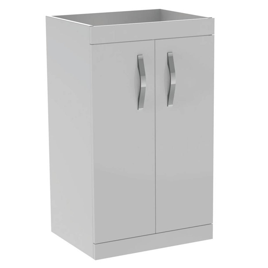 Bathroom Vanity Unit Gloss Grey Soft-Close Chrome Handles 500mm x 390mm x 846mm - Image 1