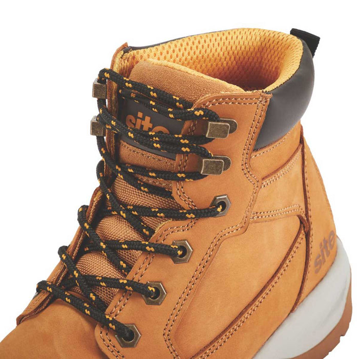 Site Safety Boots Mens Standard Fit Tan Leather Wok Shoes Steel Toe Size 8 - Image 3