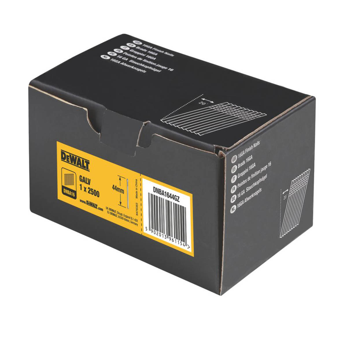 DEWALT Finish Nails Angled Galvanised Steel Smooth Shank 16ga x 44mm 2500 Pack - Image 2