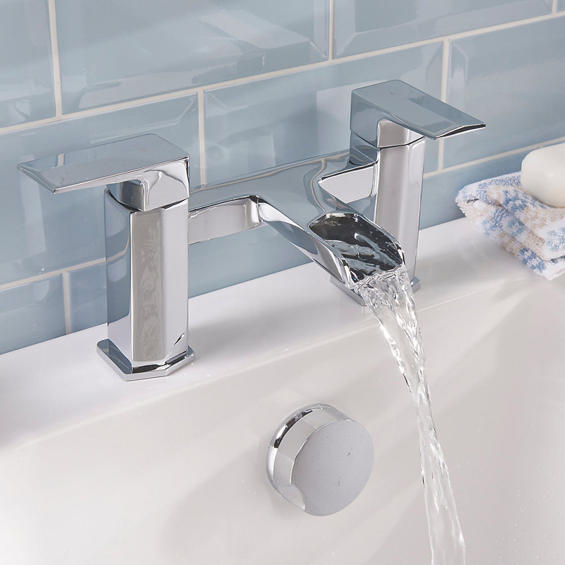 Bristan Bath Filler Tap Mixer Chrome Double Lever Brass Waterfall Faucet - Image 3