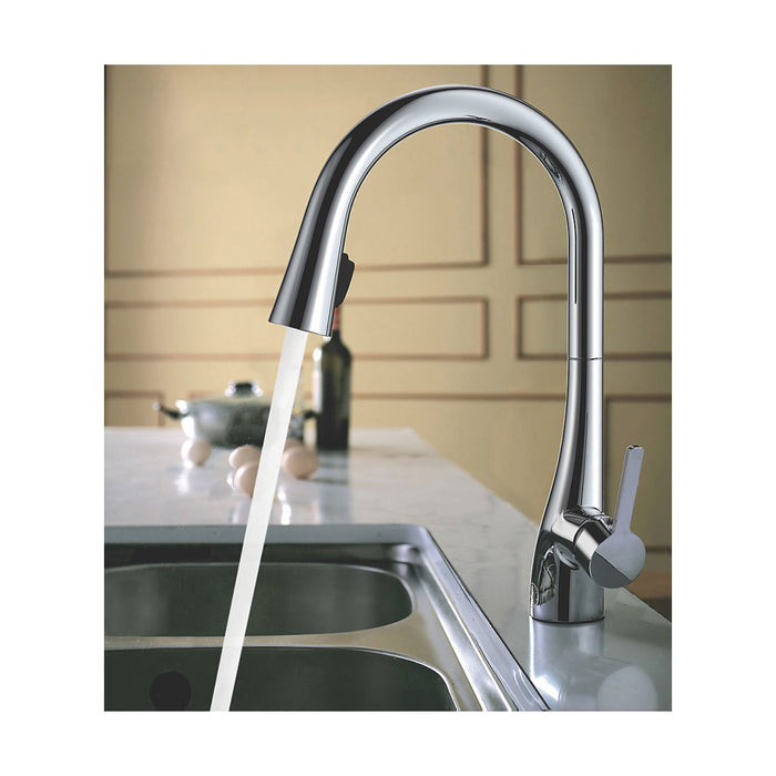 Kitchen Tap Mono Mixer Single Lever Pull Out Chrome Contemporary Faucet - Image 4