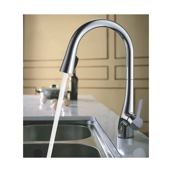 Kitchen Pull Out Tap Mono Mixer Chrome Single Lever Modern High Pressure Deck - Image 4
