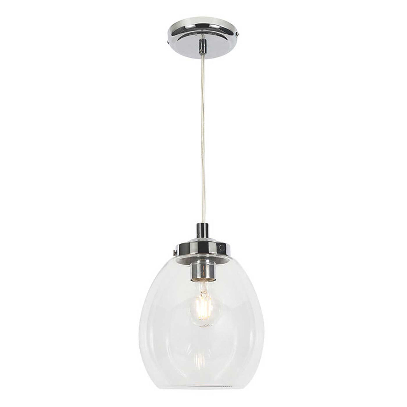 Spa Pendant Light Fitting Clear Glass Chrome Stainless Steel Adjustable Modern - Image 1