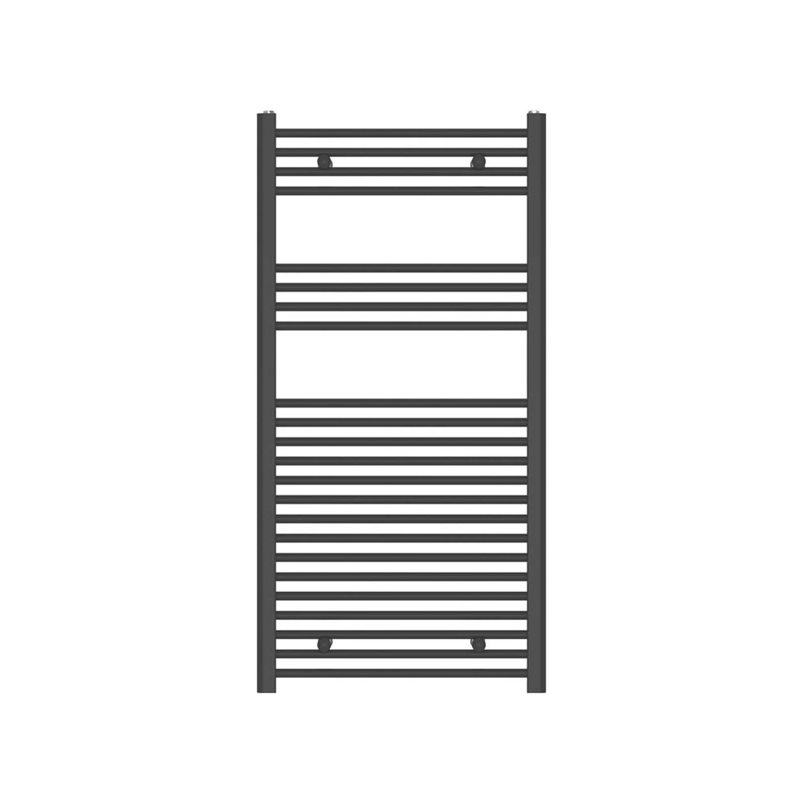 Towel Rail Radiator Black Flat Steel Bathroom Warmer Ladder 616W (H)120x(W)60cm - Image 1