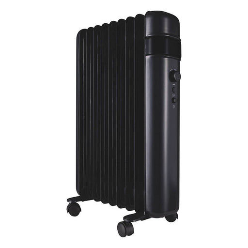 Oil-Filled Radiator Electric Freestanding Smart Portable 9 Fin Black 2000W - Image 1