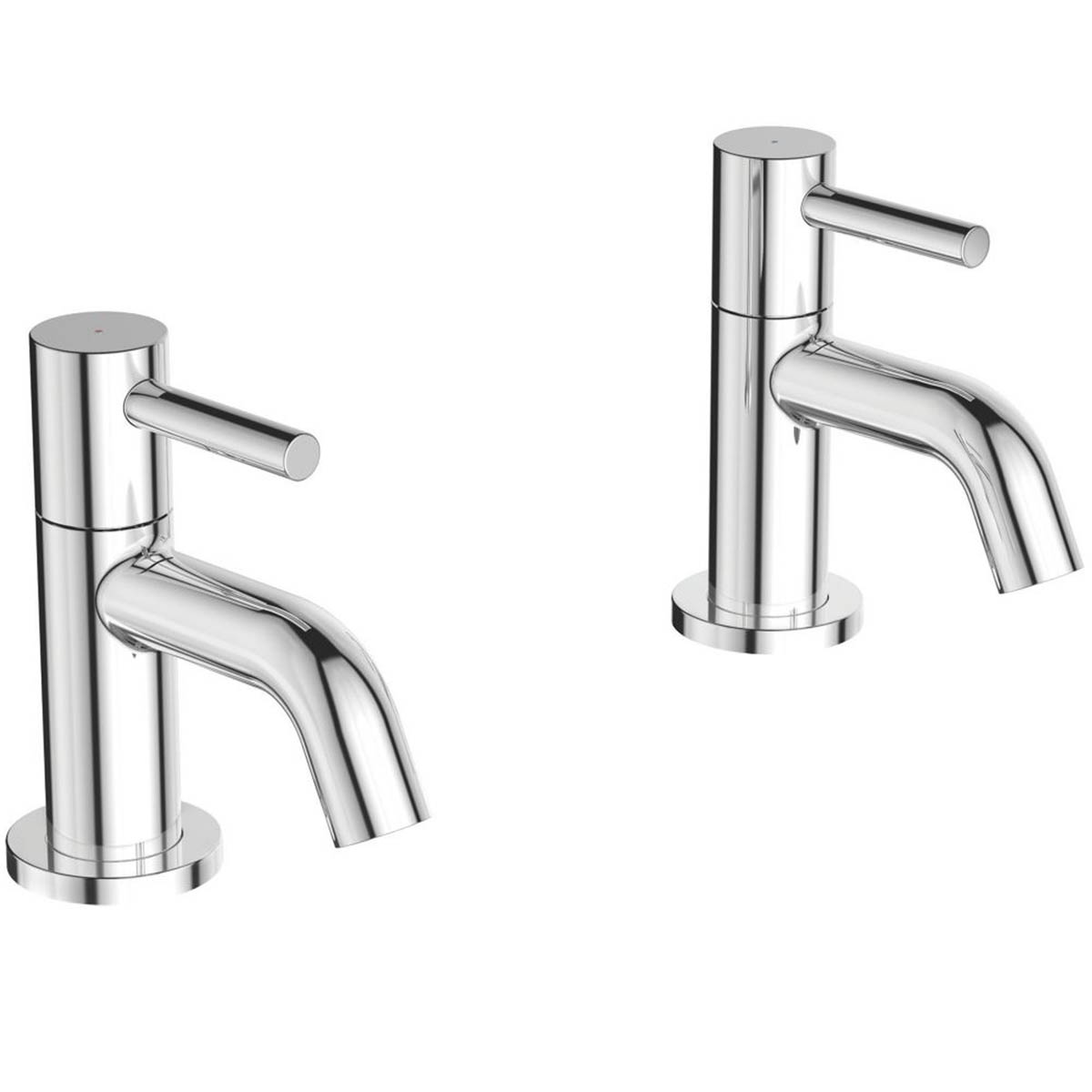 Bathroom Basin Pillar Tap Chrome 116mm Single Lever Ceramic Disc Hot Cold Pair - Image 1