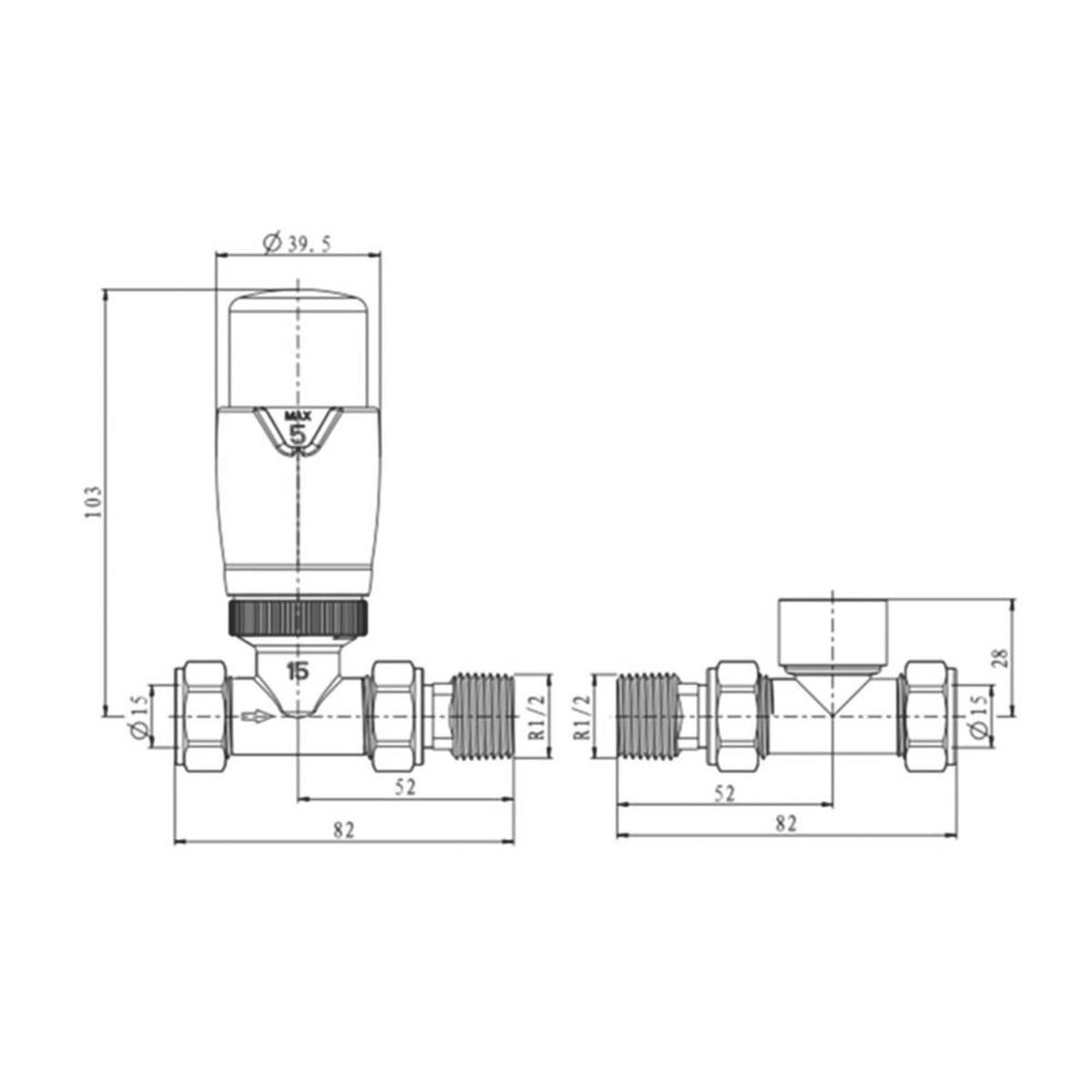 Reina Thermostatic Radiator Valve And Lockshield Anthracite Straight And L/S - Image 3