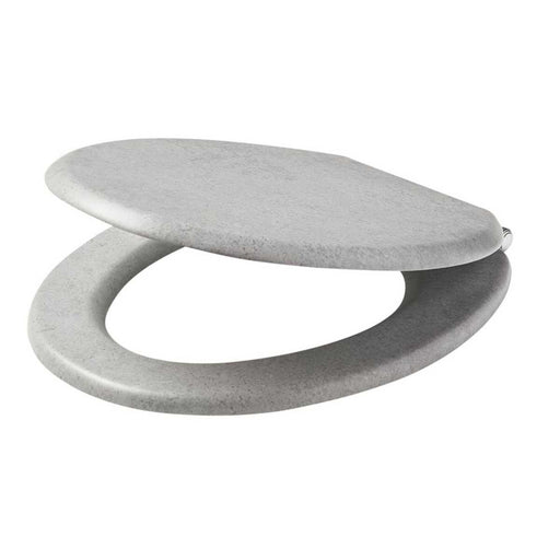 Bathroom Toilet Seat Soft-Close Moulded Wood Concrete Grey Oval Adjustable - Image 1