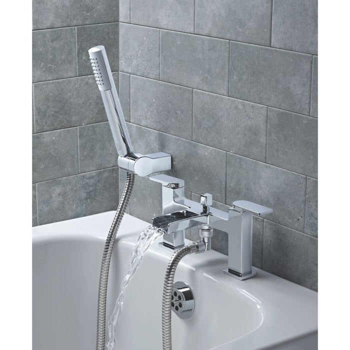 Bath Filler Tap Mixer With Hand Held Set Chrome Double Lever Waterfall Bathroom - Image 3