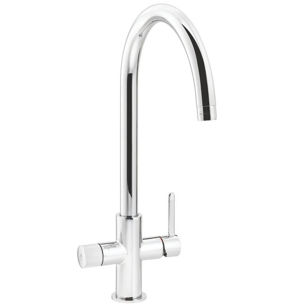 Kitchen Tap Single Lever Built In Filter Deck Mounted Chrome Swan Neck Spout - Image 1