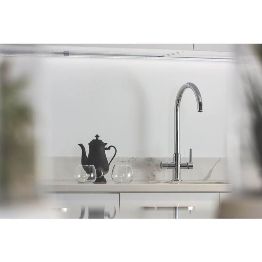 Kitchen Tap Single Lever Built In Filter Deck Mounted Chrome Swan Neck Spout - Image 2