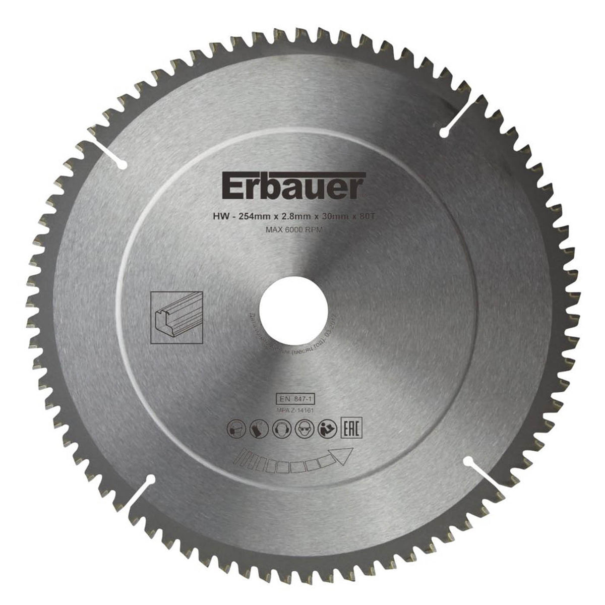 Erbauer TCT Saw Blade Fine Cut Aluminium Multi Material 254 x 30mm 80T - Image 2