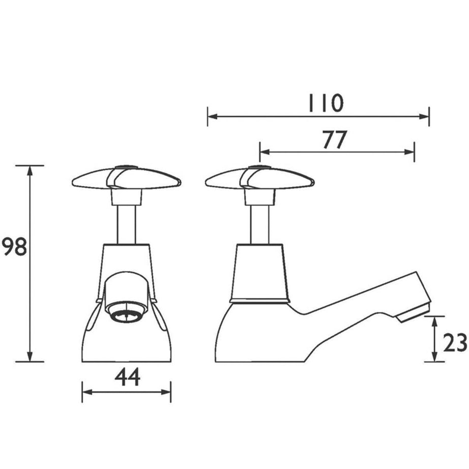 Bristan Basin Pillar Tap Cross Head Chrome 98mm Cloakroom Cross Head 2 Tap Holes - Image 3