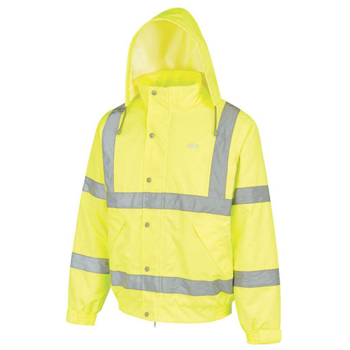 Site Hi Vis Pilot Jacket Mens Yellow Waterproof Workwear Hood Large 52" Chest - Image 1