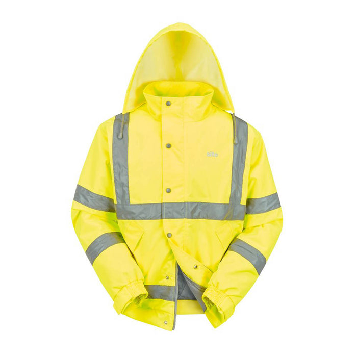 Site Hi Vis Pilot Jacket Mens Yellow Waterproof Workwear Hood Large 52" Chest - Image 2